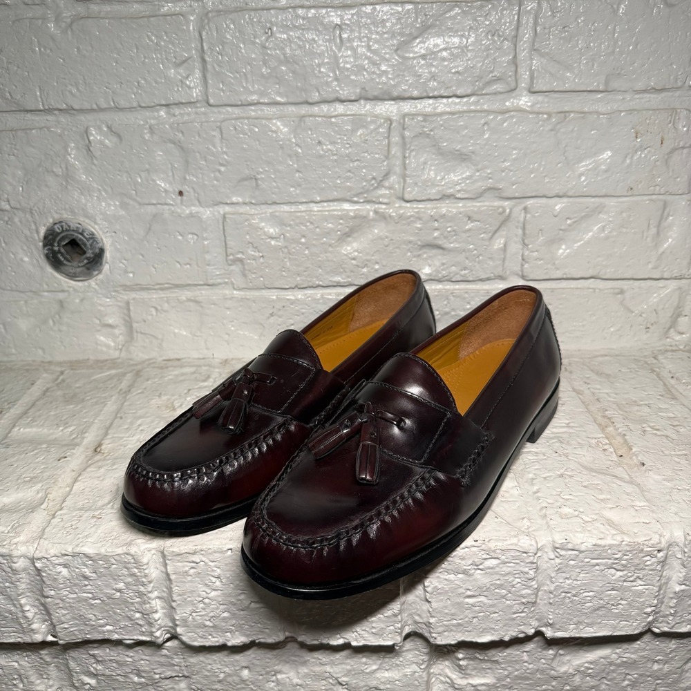 Cole Haan Mens 11 Burgundy Leather Pinch Tassel Loafers E 03507 Dress Shoes